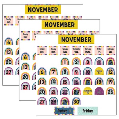 Teacher Created Resources® Oh Happy Day Rainbow Calendar Pocket Chart Cards, 104 Per Pack, 3 Packs