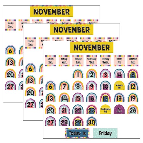 Teacher Created Resources® Oh Happy Day Rainbow Calendar Pocket Chart  Cards, 104 Per Pack, 3 Packs : Target