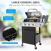 ELJGET 3/4 Burner BBQ Propane Gas Grill with Side Burner, Outdoor Stainless Steel Patio Garden BBQ Grill with Lid, Wheels for Outdoor Camping - 4 of 4