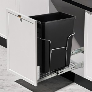 Under Cabinet Pull Out Trash Can Holder,Under Kitchen Sink Waste Container Slide Out Shelf for 30 Liter Recycling Bin, Trash Can Not Included - 1 of 4