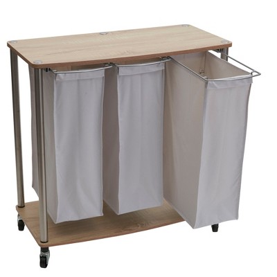 Light Ash Steel Frame Laundry Center with Wheels and Shelves
