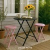 Lavish Home Set of 2 Counter Height Bar Stools – 24-Inch Backless Folding Chairs with 225lb Capacity for Kitchen, Rec Room, or Game Room (Pink) - 3 of 4