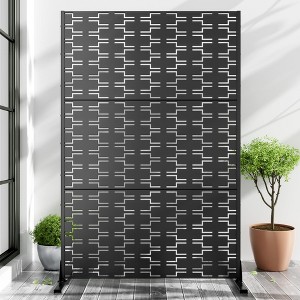 MAYEERTY Brick Black Galvanized Steel Screen Outdoor and Indoor Freestanding Decorative Privacy Screen for Deck Balcony Patio for Outside Garden 1pcs - 1 of 4