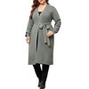 Agnes Orinda Women's Plus Size Knit Long Sleeve Belted Long Sweater Cardigans - 2 of 4