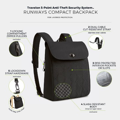 Travelon Anti-Theft Runways Compact Backpack - Black — фото 3
