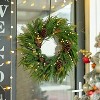 Pre Lit Christmas Wreaths 24 Inch- Real Touch Norfolk Pine Wreath with Lights,with Natural Pine Cones and Berries - 3 of 4
