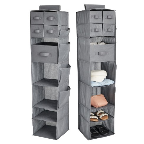 Juvale 2-pack 7-shelf Hanging Closet Organizer With 5 Drawers, 4 Shelves, &  4 Side Pockets, Foldable Non-woven Cloth Storage, 11.8x11.8x51.0in, Gray :  Target