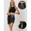 Allegra K Women's Bead Chain Tassel High Waist Asymmetrical Hem Bodycon Leather Skirt - 2 of 4