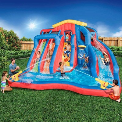 Banzai Hydro Blast Inflatable Water Park with Blue and Red Slides