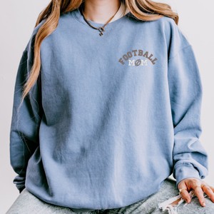 Simply Sage Market Embroidered Football Mom Lightweight Garment Dyed Sweatshirt - 1 of 4