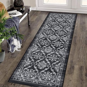 Washable Area Rug with Modern Floral Design, Low Pile, Non-Slip and Non-Shedding Carpet, Foldable Farmhouse Style for Entryway and Bedroom - 1 of 4