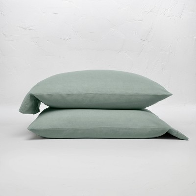 Photo 1 of 100% Washed Linen Solid Pillowcase Set - Casaluna™