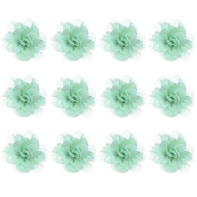 Unique Bargains Mesh Fabric Full Chiffon Flowers for DIY 12 Pcs