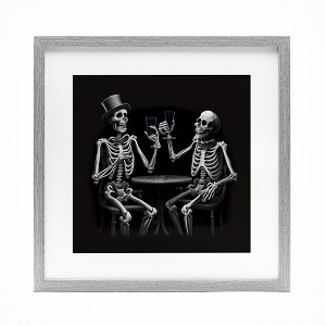 Stupell Industries Spooky Skeletons Cheers Framed Print Under Glass Art, Gray, 16" x 16" - 1 of 4