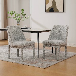 Lyngins Modern Minimalist Armless Dining Chairs (Set of 2) – Premium Chenille Chair with High Curved Backrest, Space-Saving Living Room Chair - 1 of 4