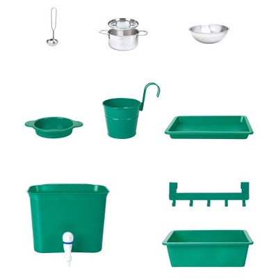 Hape Green and Wood Outdoor Play Kitchen with Accessories