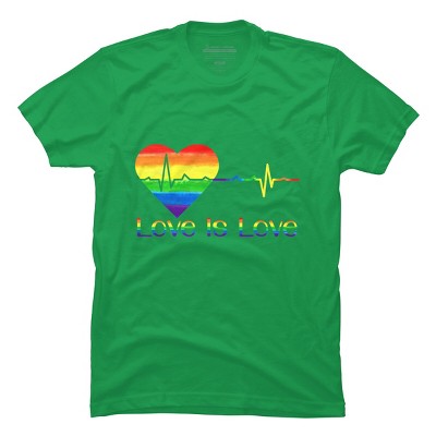 Adult Design By Humans Pride Love is Love Heartbeat By WinterJJ T-Shirt