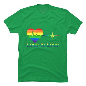 Adult Design By Humans Pride Love is Love Heartbeat By WinterJJ T-Shirt - 1 of 2