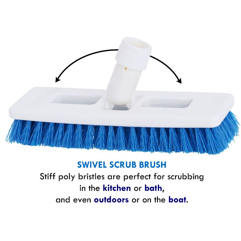 ELITRA HOME Swivel Scrub Brush with Adjustable Handle for Cleaning Floor, Tile, Kitchen, Bathroom - Blue,, 3 of 7