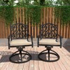 CLIHOME Cast Aluminum Patio Vintage Carved 360°Swivel Cushions Chairs(Set of 2) - 2 of 4