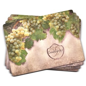 Pimpernel Tuscan Vineyard Placemats, Set of 4 Rectangular Cork Backed Table Mats with Rustic Vineyard Scene, Mediterranean Table Decor - 1 of 4