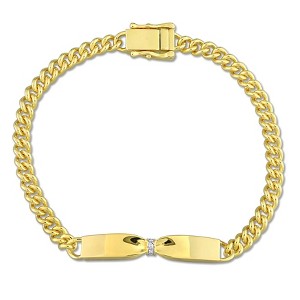 EVERLY JEWELRY | Yellow Plated Sterling Silver 0.04 CT TW Diamond Bracelet With Chain, 5.95 inch - 1 of 4
