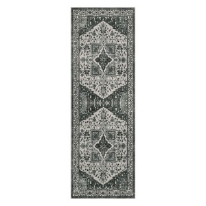 Machine Washable Runner Rugs, Non Slip Indoor Soft Accent Distressed Boho Vintage Print Lightweight Thin Low Pile Carpet - 1 of 4