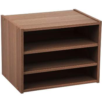 IRIS USA TACHI Modular Wood Stacking Storage Box with Shelf