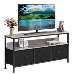 Gray Board & Black Fabric Drawer TV Stand for Living Room - 1 of 1