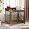 Dog Crate Furniture with Adjustable Height Feeder, Heavy Duty Dog House for Medium Dog with 360°Wheels for Easy Mobility, Decorative End Table Design - 3 of 4