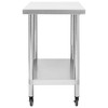 vidaXL Kitchen Work Table with Wheels 39.4"x11.8"x33.5" Stainless Steel - 4 of 4