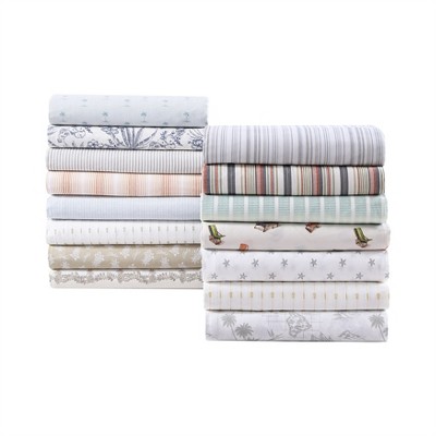 Kew Palms Blue Queen Cotton Percale Sheet Set