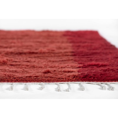 Handmade Red Wool Rectangular Geometric Rug 5 ft x 8 ft