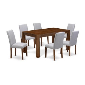 HomeStock 7-Piece Natural Oak Finish Solid Wood Top Dining Table with 6 Parson Chairs - 1 of 4