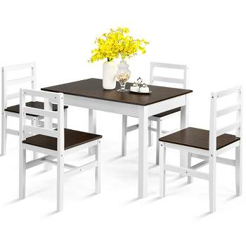 Costway 5pcs Dining Set Solid Wood Compact Kitchen Table & 4 Chairs Modern