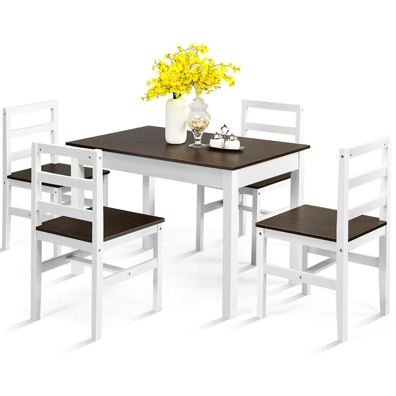Costway 5pcs Dining Set Solid Wood Compact Kitchen Table & 4 Chairs Modern, 1 of 11