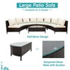 Dolonm 5-Pc All-Weather PE Rattan Sofa Set: 8 thick pillows&4 cushions, Steel frame, Half-Moon Glass Table - 4 of 4
