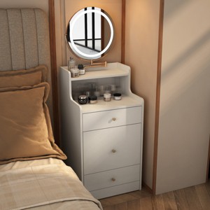 Vanity Desk Modern with LED Mirror and Charging Station for Small Bedroom 19.68in Wide-3irtyhousy - 1 of 4