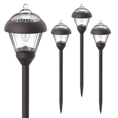Gigalumi 4-Pack Bronze Metal Solar Pathway Lights, Waterproof Outdoor Garden Lights with Warm White LED Bulbs