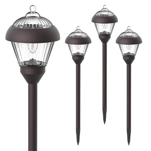 Gigalumi 4-Pack Bronze Metal Solar Pathway Lights, Waterproof Outdoor Garden Lights with Warm White LED Bulbs - 1 of 4