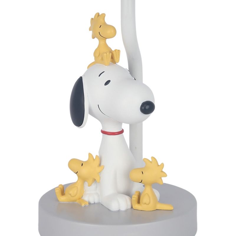 Lambs & Ivy Classic Snoopy & Friends White/Gray Nursery Lamp with Shade & Bulb, 4 of 5