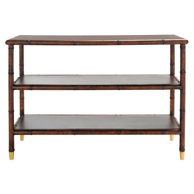 Tudor 2 Shelf Console Table - Dark Brown/Gold - Safavieh., 1 of 10