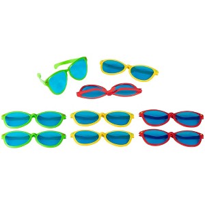 Blue Panda 12 Pack Bulk Jumbo Giant Neon Novelty Party Favor Costume Sunglasses for Kids, 3 Colors - 1 of 4