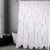 White Ruffle Bath Curtain 72x72 in Farmhouse Fabric Shower Curtain - 2 of 4