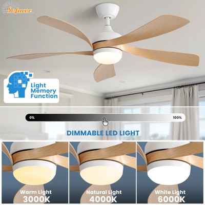 Sofucor 52 Inch Smart Ceiling Fan with Lights and Remote Low Profile Ceiling Fan 5 Blade Noiseless Reversible DC Motor Fan Work with Alexa/Google/App