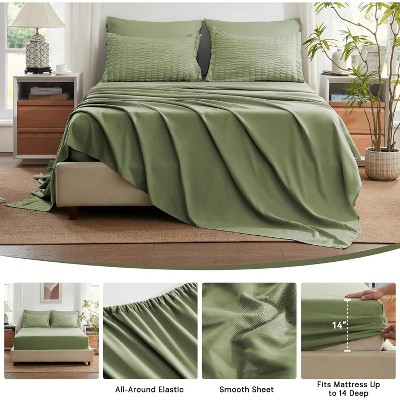 Der Rose BALHAM TRADE-Queen Size 7 Pieces Olive Green Seersucker All Season Bedding Set, All Season Bedding Sets Light Purple-Queen 88"x88" — фото 5
