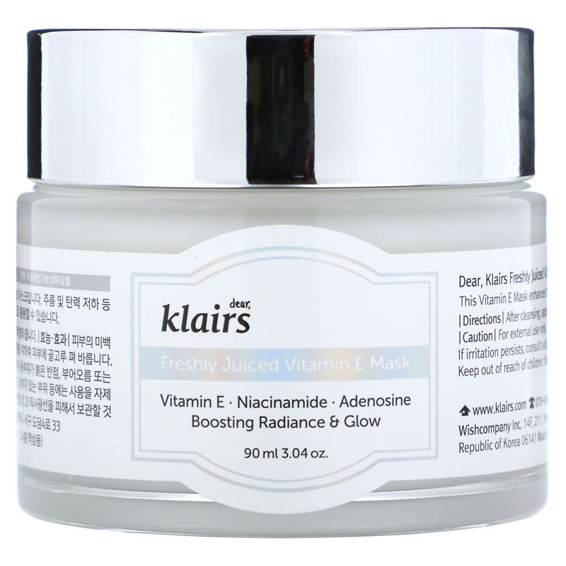 Dear, Klairs K-Beauty Skincare, Freshly Juiced Vitamin E Beauty Mask, 3.04 oz (90 ml), 1 of 4