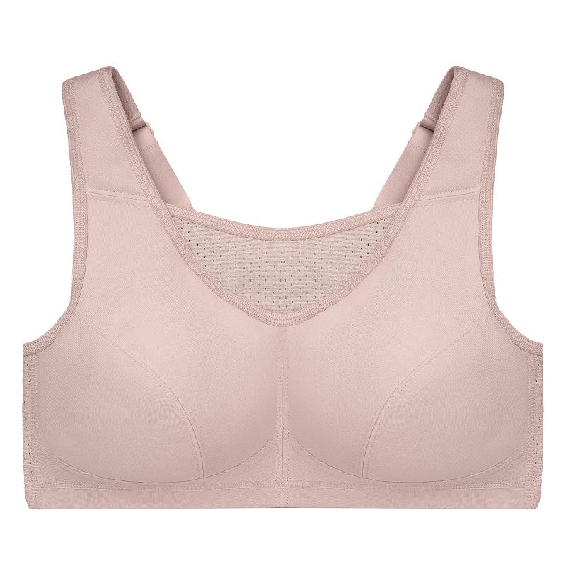 Glamorise Womens No-Bounce Camisole Elite Sports Wirefree Bra 1067 Rose Tan, 4 of 6
