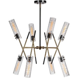 Uttermost Brass Texture Black Chandelier 32" Wide Modern Clear Cylinder Glass 8-Light Fixture for Dining Room House Foyer Kitchen - 1 of 1