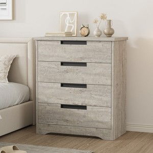 4 Drawer Dresser for Bedroom, Gray Dresser Chest of Drawers with Embedded Handles, Wooden Dresser Organizer for Living Room Nursery Entryway - 1 of 4